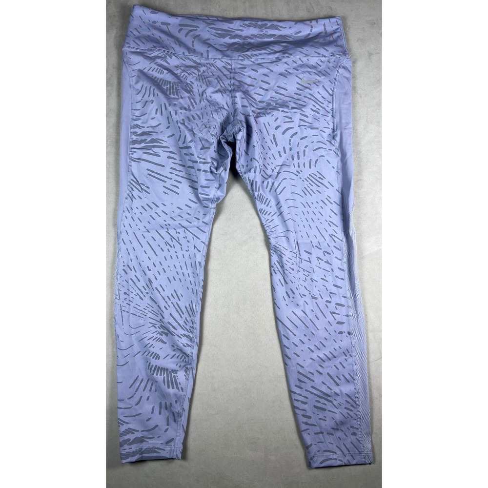 Nike Dri-FIT Lavender Dash Print Mesh Panel Running Leggings Womens XXL Purple